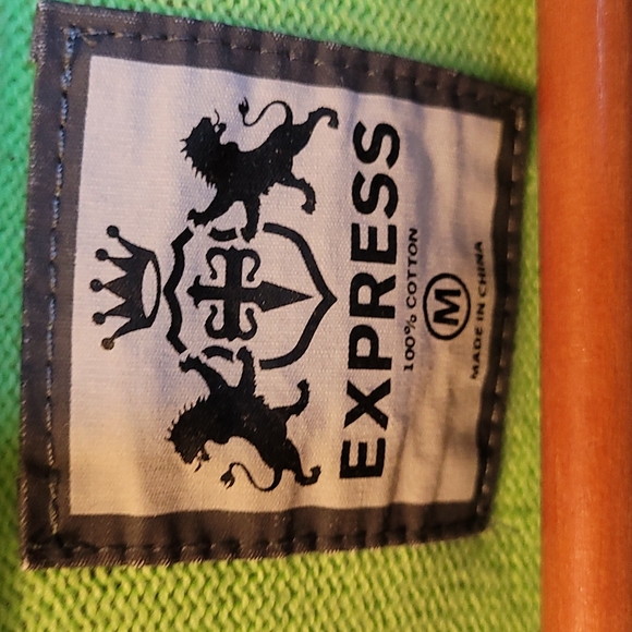 Express Men's Bright Green XL v-neck sweater - Picture 2 of 7